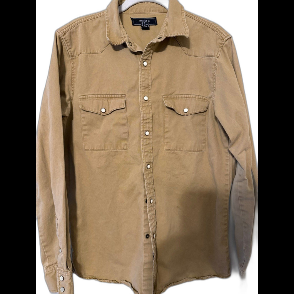 FOREVER 21 Men's Long Sleeve Button-Front Shirt